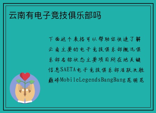 云南有电子竞技俱乐部吗